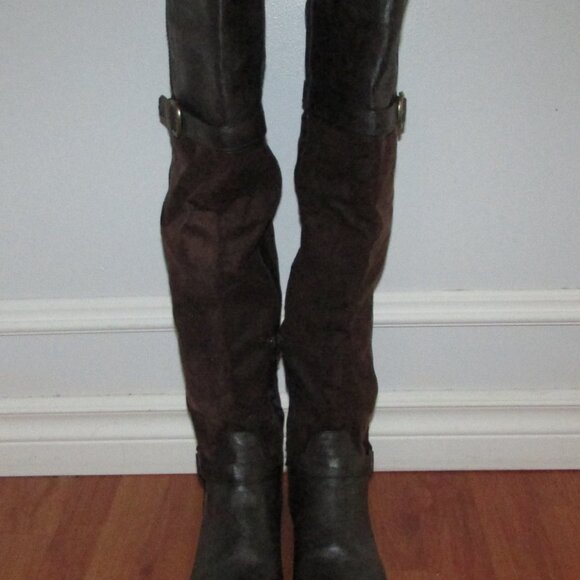 Faux Suede Leather Over The Knee Riding Boots - Sz 6,6.5 - Picture 6 of 12